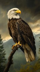 Fototapeta premium Close-Up of Bald Eagle in Winter