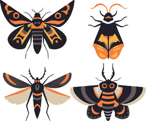 Set butterfly. Hand drawn vector illustration