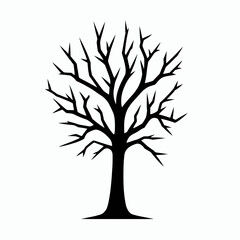 Obraz premium Dead Tree Silhouette in black on a white background