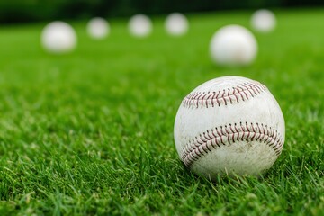 Softball fitness blends dynamic sports drills with strength-focused workouts. Baseball on grass with multiple balls in the background.