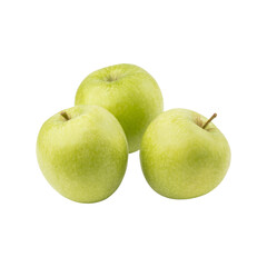 Green apples fruits isolated png. Apples isolated on transparent background. Full depth of field. PNG format.