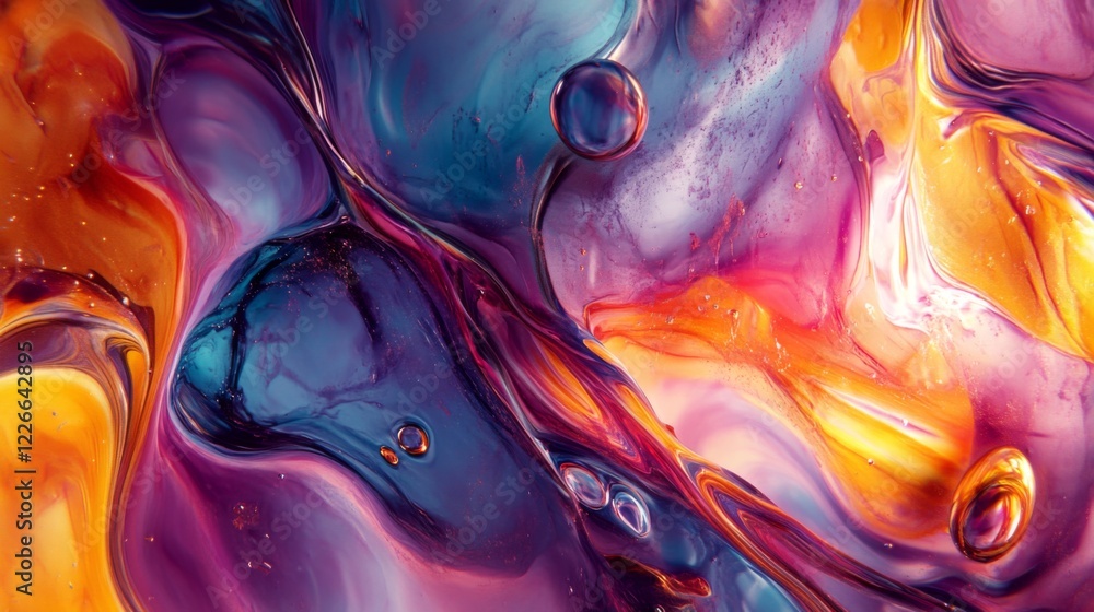 Fototapete Detailed view of a digital graphic with overlapping shapes and vibrant colors, creating a sense of depth and movement for creative design projects.
