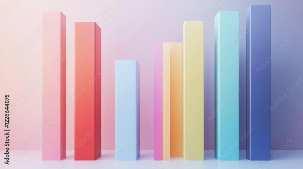 Poster dynamic bar graph with motion effects, bars growing from the bottom, business theme