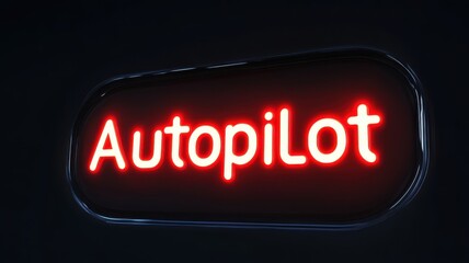 Autopilot feature illuminated in a dark environment showcasing advanced technology