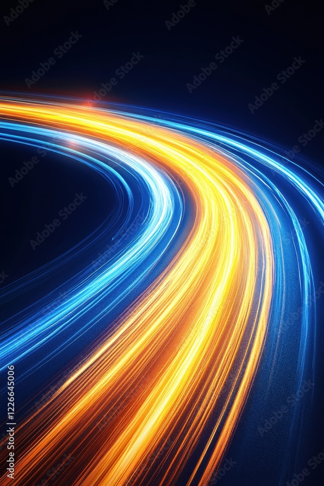 Poster abstract light trail with dynamic motion and vibrant colors on a dark background design