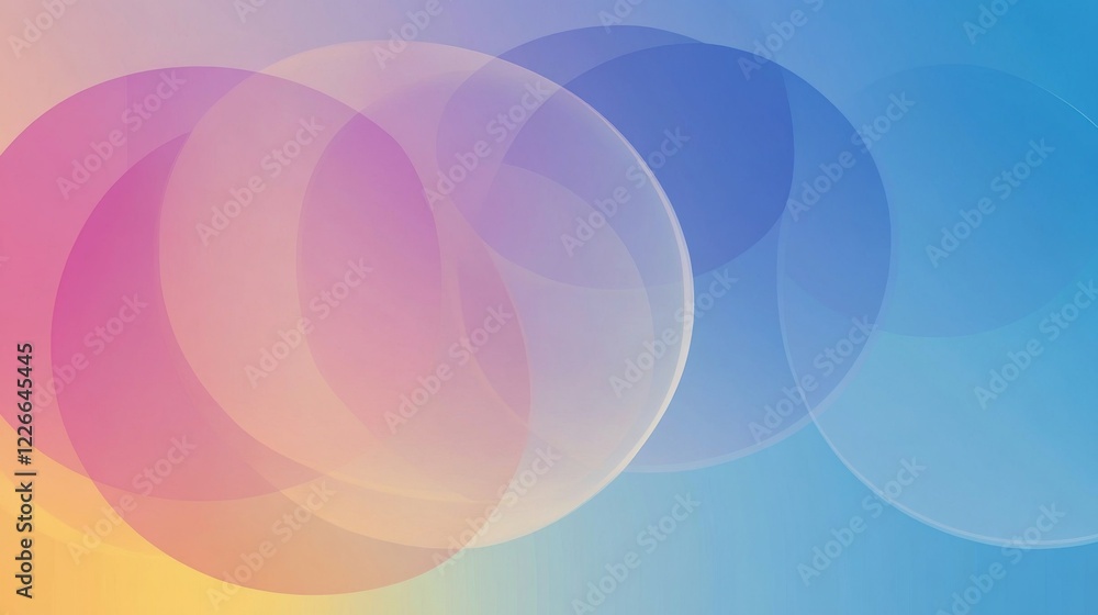 Poster gradient background with overlapping transparent circles, giving a sense of depth and space