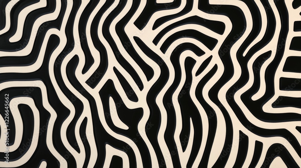Fototapete high-contrast abstract lines forming a maze-like pattern, futuristic and intricate design