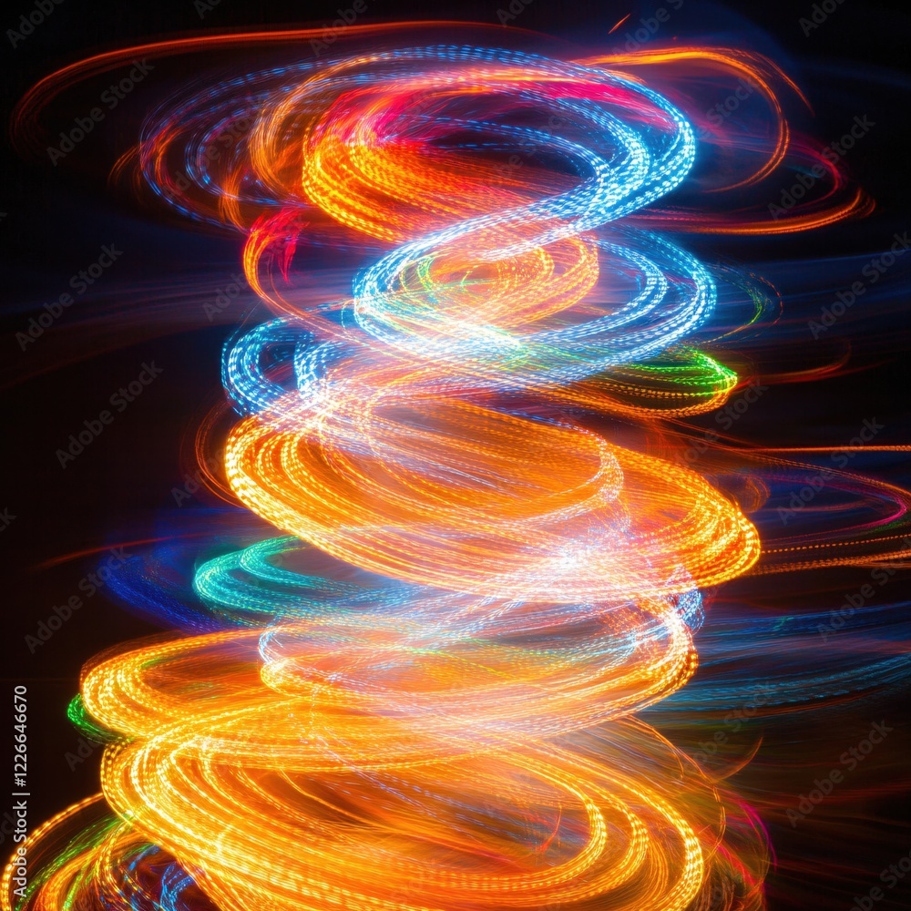 Aufkleber abstract light trails in motion creating a dynamic spiral pattern against a dark background