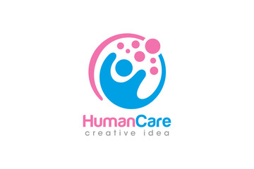 Creative People Care Concept Logo Design Template