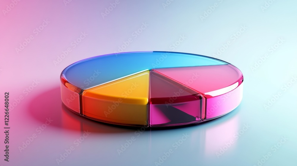Aufkleber High-resolution image of a D pie chart with gradient colors and glossy finish, presenting data with a polished and eye-catching appearance.