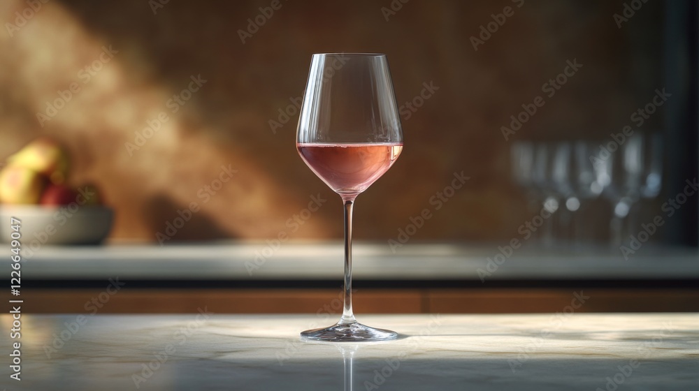 Poster high-resolution view of a beautifully designed wine glass with a delicate stem, showcasing a refresh