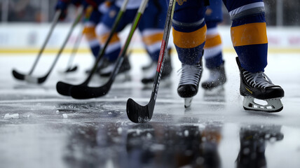Obraz premium Team of hockey players playing hockey. 