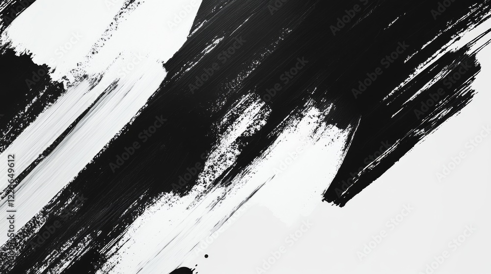 Poster Minimalist abstract background with monochrome brush strokes, modern and clean design