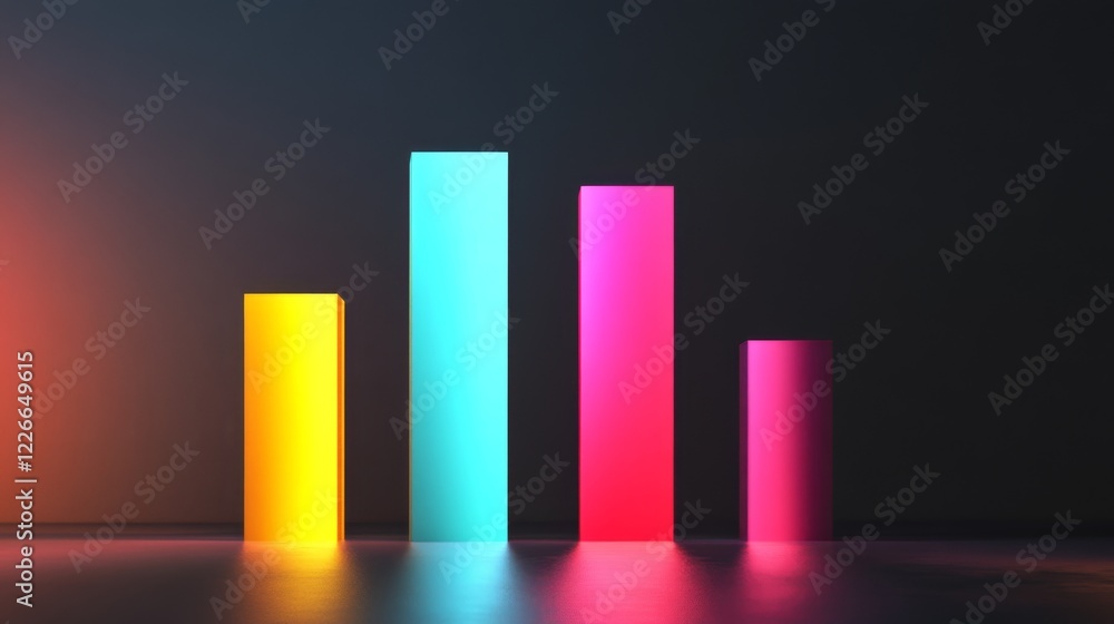 Leinwandbilder Modern D bar chart with vibrant colors, data visualization concept, and minimalistic background
