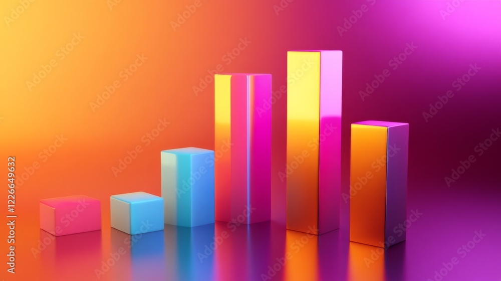 Aufkleber Modern D bar chart with vibrant colors, data visualization concept, and minimalistic background