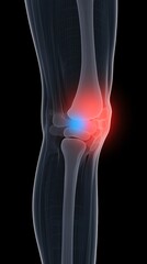 High-Resolution 3D X-Ray Image of Human Knee Joint Highlighting Patella and Bones