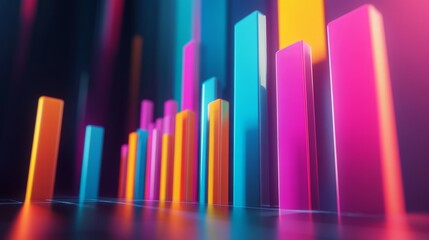 Obraz premium Modern D bar chart with vibrant colors, data visualization concept, and minimalistic background