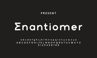 Luxury modern clean font, abstract geometric letter set typeface