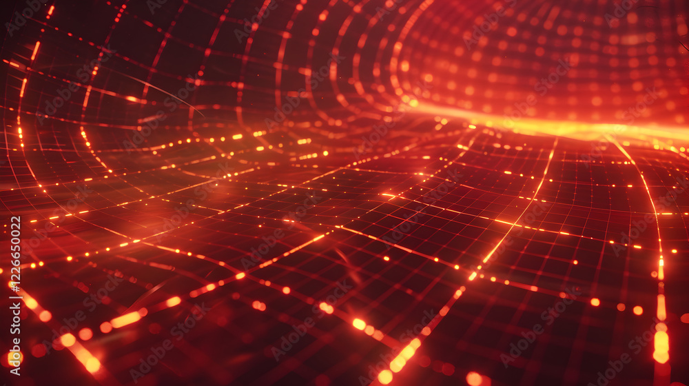 Aufkleber abstract digital landscape with glowing lines and dots, representing data flow and connectivity.