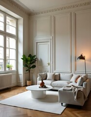 Modernes skandinavisches Interieur in einem Altbau