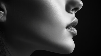 Side profile of a human face with clear skin, showcasing the contours and natural beauty