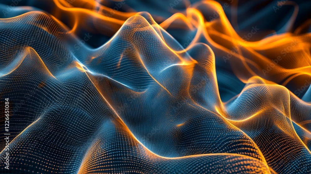 Poster visualization of electric waves coursing through a futuristic power grid, illustrating the concept o