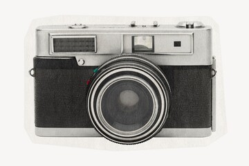 Film camera on a rough cut paper effect design