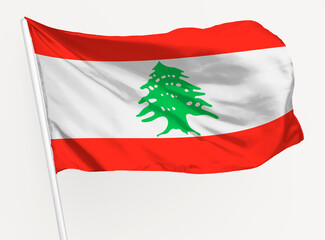 Waving Lebanese flag, national symbol graphic