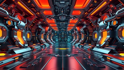 Futuristic Spaceship Corridor: A Sci-Fi Digital Art