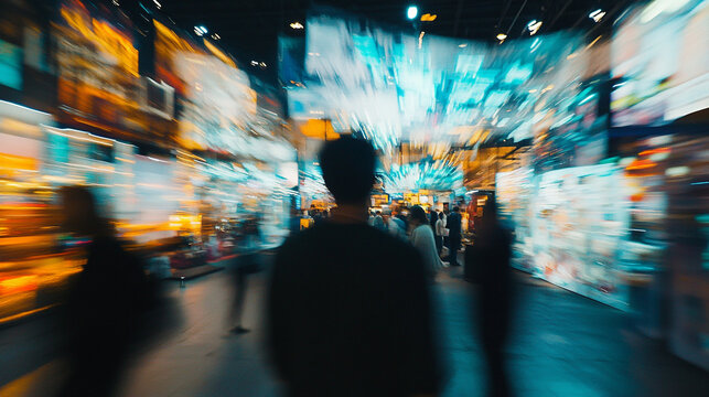 Dynamic City Nightlife Abstract Blurred Motion Urban Scene Fast Rush Light Speed Crowd Chaos Image  