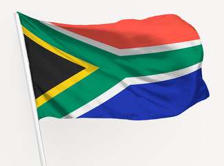 Waving South African flag, national symbol graphic