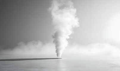 Obraz premium Studio smoke plume, floor, grey background, advertising