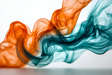 Obraz premium Teal orange smoke swirls studio background design