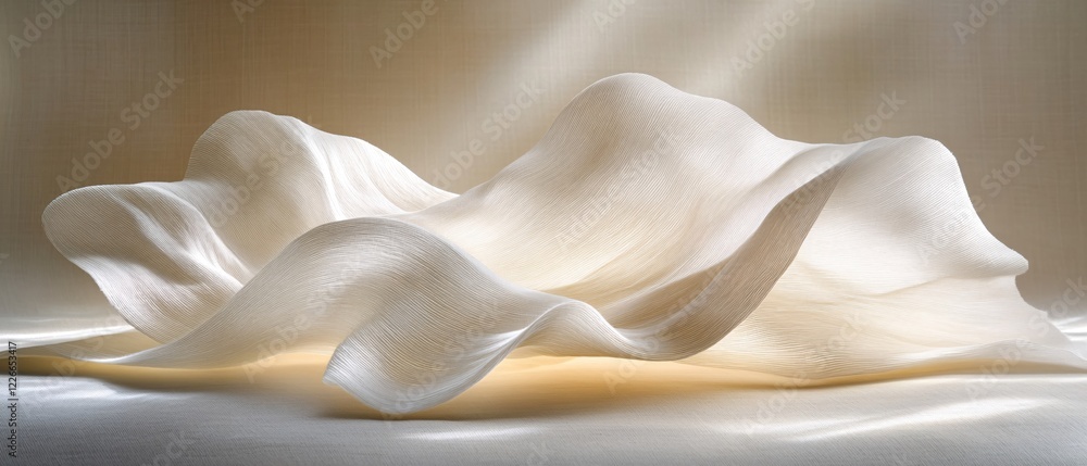 Aufkleber abstract flowing fabric with soft light and gentle waves in a neutral beige color scheme