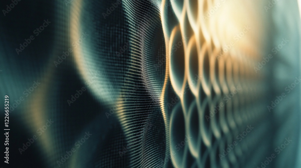 Poster abstract metallic texture with wave pattern and light.