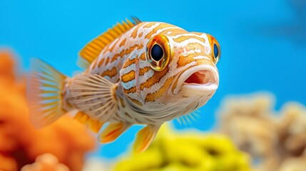 Vibrant Orange and White Striped Fish in a Coral Reef