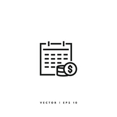 Calendar Money Icon. Editable Stroke