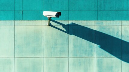 Security Camera on Teal Wall: Surveillance, Privacy, and Modern Architecture