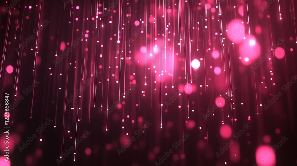 Poster abstract pink light trails with bokeh effect and dark background texture