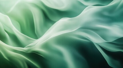 Obraz premium Blurred wave-like gradients of green and blue flowing fluidly, creating a futuristic presentation template.