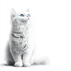 Obraz premium Majestic White Cat with Striking Blue Eyes