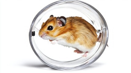 Cute Hamster in Transparent Container Showcasing Playful Behavior