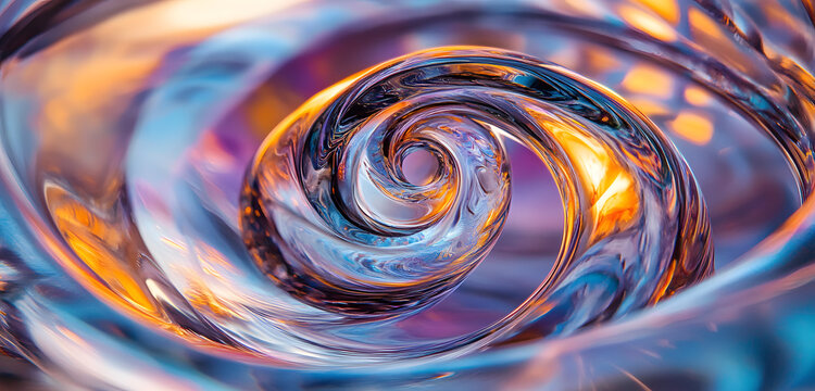 abstract swirling tunnel of bright  orange and blue light