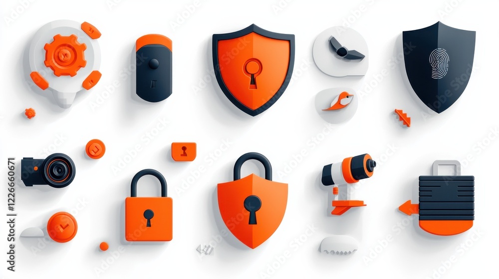 Poster Enhancing personal security a comprehensive collection of shield icons for pa standards in digital environments