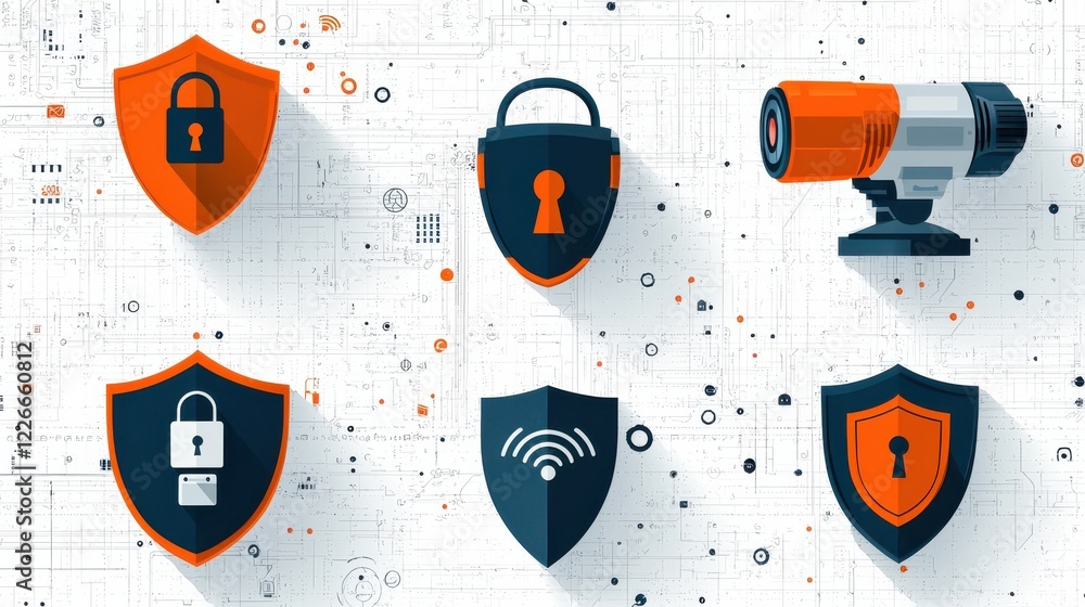 Aufkleber Implementing advanced digital protection a collection of six encryption icons for cybersecurity awareness in a digital environment