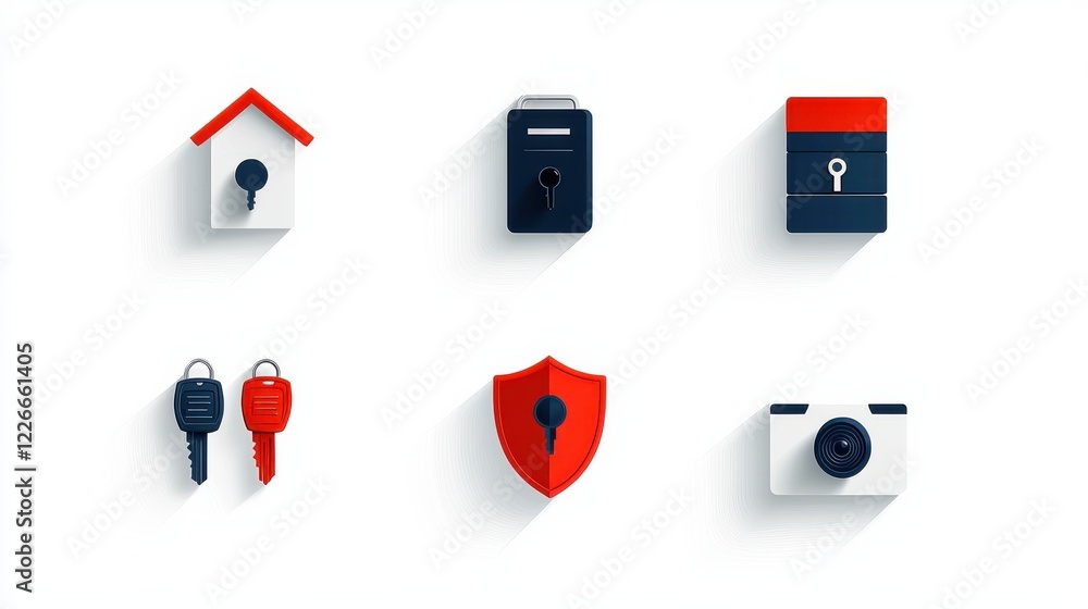 Aufkleber enhancing security access control fingerprint icons set for modern environments