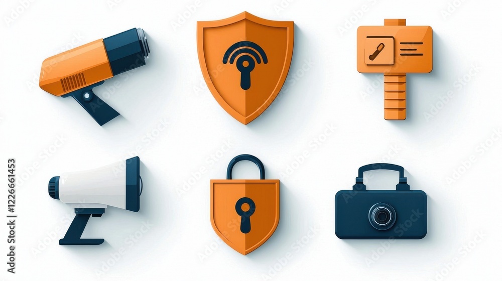 Leinwandbilder enhancing digital security a set of six icons for data protection shield standards in cybersecurity 