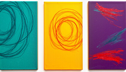 Abstract spirals in vibrant colors on canvas