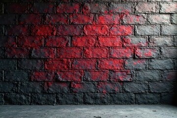 Fototapeta premium Massive, soot-stained cinderblock wall, uneven surface , black, large, detail