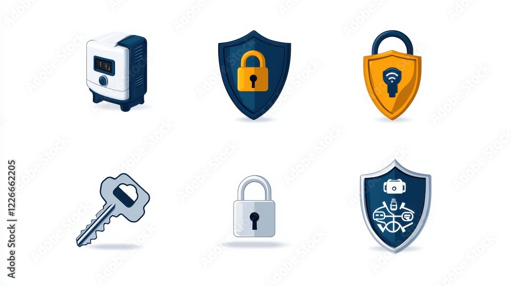 Fototapete securing your future understanding six essential icons of digital security online environment visual
